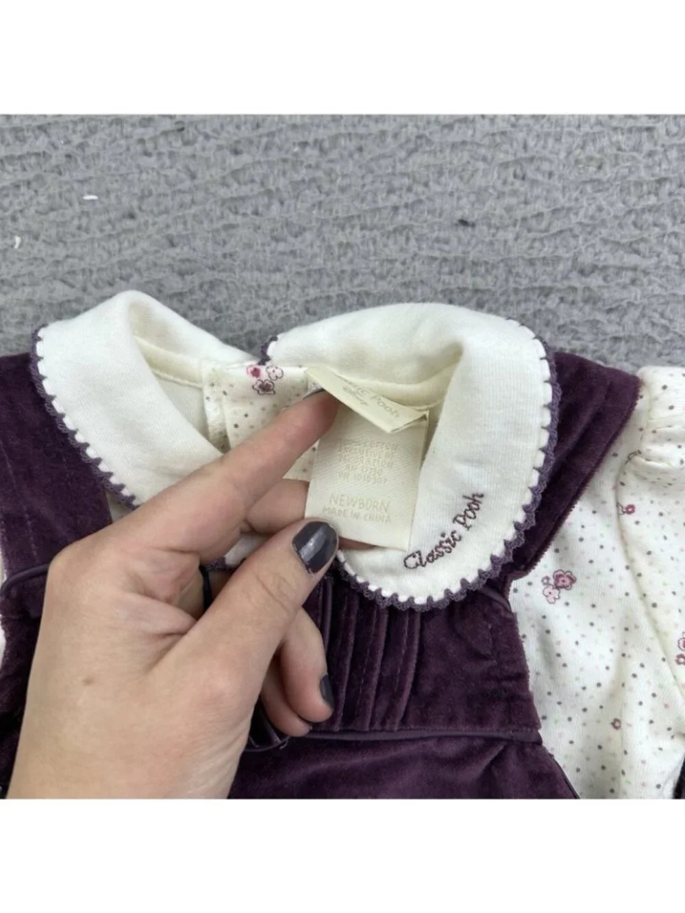 Winnie The Pooh Purple Dress Size Newborn VTG Two Piece Baby Kid